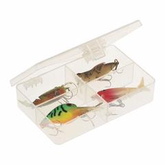 PLANO MOLDING Compartment Box: 4 5/8 in x 2 7/8 in x 1 in, Clear, 4 Compartments, 0 Adj Dividers (MPN 3448-40). Key specifications — ESD Conductive: Not Electrostatic Discharge Conductive; Color: Clear; Compartment WxD: 4-5/8 in x 1 in; Brand: PLANO MOLDING; Material: Plastic.