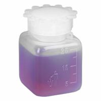 GLOBE SCIENTIFIC Laboratory Bottle: 25 mL, HDPE, Natural, Square, Translucent, Closure Included (MPN 600608). Key specifications — Body Color: Natural; Brand: GLOBE SCIENTIFIC; Closure Included: Yes; Graduated: Yes; Closure Attached: Packaged Separately.