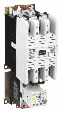 EATON Magnetic Motor Starter: Reversing, 3 Poles, NEMA Size 3, 90 A, 120V AC Coil (MPN AN19KN0A5E100-CRK). Key specifications — Brand: EATON; Auxiliary Contact Form: 1NO; Coil Voltage: 120V AC; Phase: Three; Operator: None; Operator Controls: None; Auxiliary Contacts Included: 1NO; Signaling Features: Pilot Light.