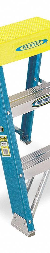 WERNER Step Stool: 2 Steps, 2 ft Overall Ht, 250 lb Load Cap, Fiberglass, 2 ft Standing Ht (MPN 6002). Key specifications — Brand: WERNER; Color: Blue.
