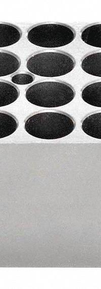 OHAUS Modular Block: Anodized Aluminum, 3 in Overall Wd, 3 3/4 in Overall Lg, 20 Wells (MPN 30400183). Key specifications — Product Type: Dry Bath Block; Includes Thermometer Well: Yes; Material: Anodized Aluminum; Brand: OHAUS.