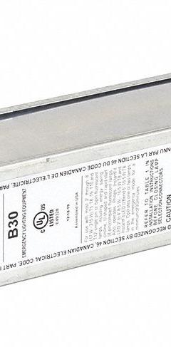 BODINE Emergency Fluorescent Ballast: 215 W Max. Bulb Watts, 120 to 277V AC, 1_2 Bulbs Supported (MPN B30). Key specifications — Input Voltage: 120 to 277V AC; Brand: BODINE.