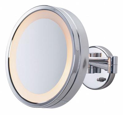SEE ALL INDUSTRIES Makeup Mirror: Round, Glass, 10 in Overall Ht, 11 in Overall Wd, 4 in Overall Dp - Makeup Mirrors