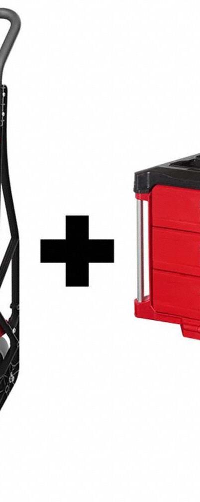MILWAUKEE PACKOUT Cart and Tool Box: Polymer, Black/Red - PACKOUT Rolling Tool Box Sets