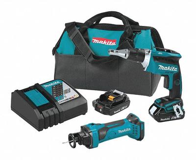 MAKITA Cordless Tool Combination Kit: 2 Tools, Cut-Out Tool/Screwdriver, 18 V DC Volt - Makita 18V Cordless Tool Combination Kits