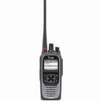 ICOM Handheld Two Way Radio: F4400D Series, UHF, Analog and Digital, NXDN, 5 W, 1,204 Channels, 8 hr (MPN F4400DS 43 USA). Key specifications — Color: Gray; FCC License Required: Yes.