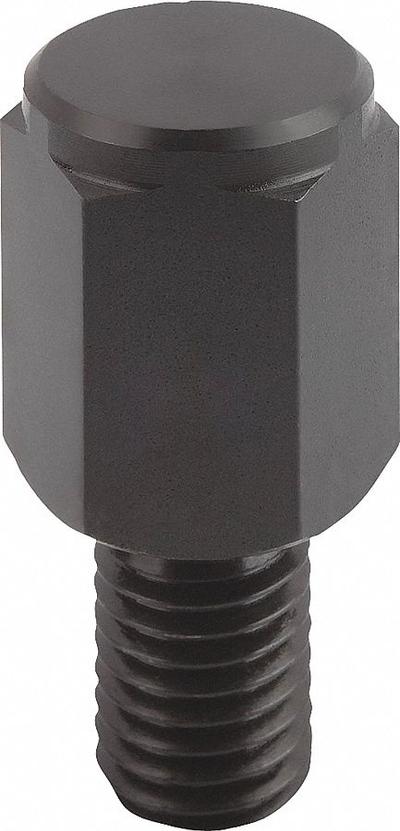 KIPP Positioning Foot w/Flat Face: External Threads, Flat, Steel, M8 Thread Size - Positioning Feet with Wear-Resistant Flat Face