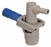 PIUSI Coupler: Coupling, Composite, 3/4 in Hose Barb, 90° Outlet Angle, EPDM, 104°F Max. Fluid Temp. (MPN F20436000). Key specifications — Product Type: Coupling; Includes: Tote Cover; Body Material: Composite; Compatible Manufacturer Model Number: F00201A3H; Brand: PIUSI.