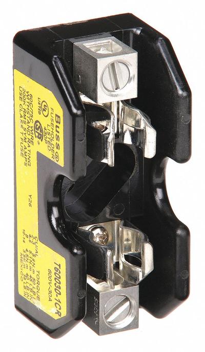 BUSSMANN Fuse Block: Open Block Design, 1 Pole, 600 V AC, Box Lug - Fuse Blocks for UL Class T Fuses