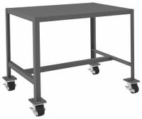 DURHAM MFG Work Table: Fixed Ht, Steel, 36 in x 24 in, 2,000 lb Overall Load Capacity (MPN MTM243630-2K195). Key specifications — Unit Type: Not Expandable or Modular; Assembly: Fully Assembled; Wheel Material: Phenolic; Frame Material Finish: Powder Coated; Mobility: Casters; Height Adjustability: Fixed Height; Caster Type: (4) Swivel Locking; Frame Construction: Welded Only.