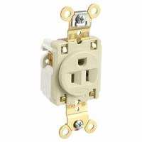 HUBBELL Receptacle: Single, 5-15, Ivory, 125V AC, 15 A, 2 Pole / 3 Wire (MPN HBL5261I)