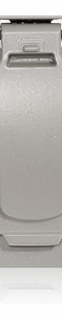 LEVITON Weatherproof Cover: Aluminum, Decora/FS/GFCI, 1 Gangs, 4 11/16 in Overall Ht, 3R, Gray (MPN WM1VF-GY). Key specifications — Brand: LEVITON; Color: Gray; Compatible with Product Type: Die-Cast Metallic Enclosures; Compatible with Series: GFCI; Mounting Orientation: Horizontal.