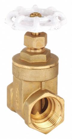 MILWAUKEE VALVE Gate Valve: 3/8 in, Brass, Non-Rising, FNPT x FNPT, 200 psi CWP, Wheel, Solid Wedge (MPN UP667-3/8"). Key specifications — Bonnet Material: Brass; Brand: MILWAUKEE VALVE; Wedge Material: Brass.