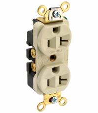 HUBBELL Receptacle: Duplex, 5-20, Ivory, 125V AC, 20 A, 2 Pole / 3 Wire (MPN HBL5352I)