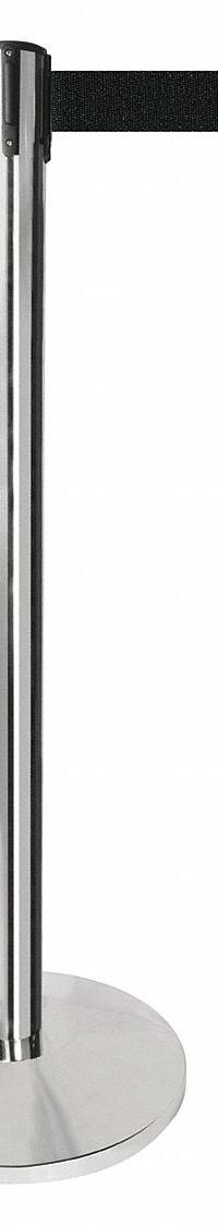 QUEUEWAY Barrier Post with Belt: Black, No Pattern, No Legend, 10 ft Belt Lg, Silver, 10 ft x 2 in (MPN QPLUS-1P-B9). Key specifications — Base Material: Metal Alloy; Belt Color: Black; Brand: QUEUEWAY; Post Material: Metal Alloy; Post Color: Silver; Message: No Legend.