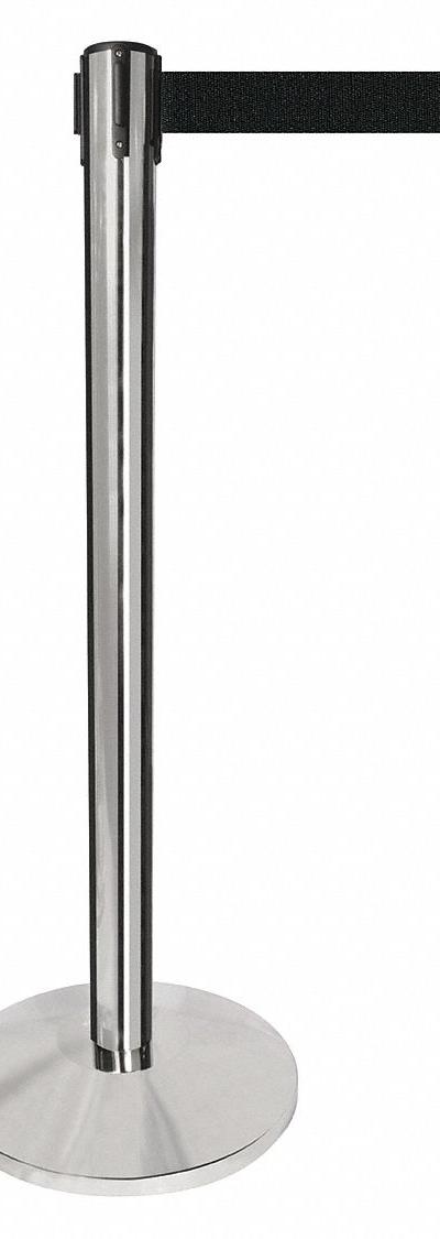 QUEUEWAY Barrier Post with Belt: Black - Solid-Color Retractable Belt Post Barriers