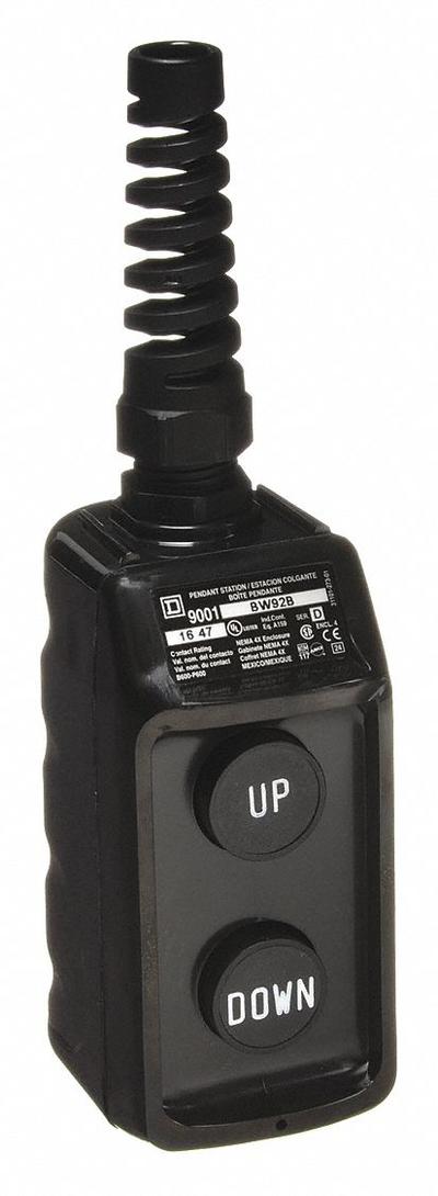 SQUARE D Pendant Control Station: (2) Push Buttons, 2NO, Up/Down, NEMA 1/3/3R/4/4X - Push-Button Pendants