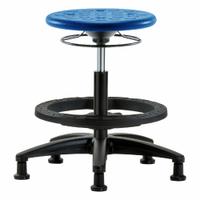 Stool: Polyurethane, Ht Range 17 3/4 in to 25 1/2 in, 13 in Seat Wd, 13 in Seat Dp, 5 Glides, Blue (MPN IPMBSO-RG-BF-RG-BLU). Key specifications — Brand: APPROVED VENDOR; Foot Support: Yes; Base Material: Fiberglass; ESD-Safe: Not ESD Safe; Number of Casters: 0.