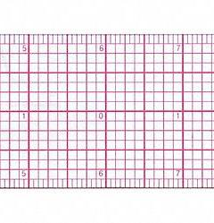 WESTCOTT Ruler: B-70, Transparent Grid, 12 in, 0.04 in Thick, 1/16 in, Red, Flex, Beveled Edge, SAE. Key specifications — attr939978: 1/16 in; attr934745: WESTCOTT; attr939993: Decimal; attr986193: Printed.