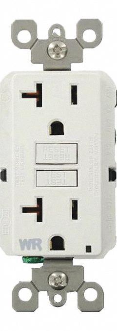 LEVITON GFI Receptacle: Decorator Duplex, 5-20, White, GFCI, 125V AC, 20 A, 2 Pole / 3 Wire (MPN GFWR2-W)