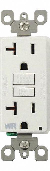 LEVITON GFI Receptacle: Decorator Duplex, 5-20, White, GFCI, 125V AC, 20 A, 2 Pole / 3 Wire (MPN GFWR2-W)