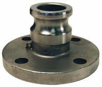 Cam and Groove Adapter: 1 1/2 in Coupling Size, 250 psi Max. Working Pressure @ 70 F, Flange (MPN 150-AL-SS). Key specifications — Fitting Type: Flange; Includes Locking Arm: No; Body Material: 316 Stainless Steel; Brand: DIXON VALVE & COUPLING.