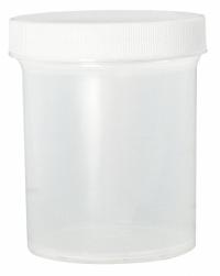 QORPAK Laboratory Jar: Polypropylene, Polypropylene, 4 fl oz, 56 mm Body Dia, 70 mm Ht, Non-Sterile (MPN PLC-03700). Key specifications — Brand: QORPAK; Clarity: Translucent; Closure Liner Material: F217; Closure Included: Yes; Pre-Cleaned: None.