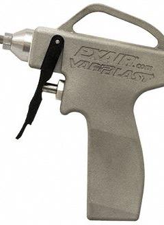 EXAIR Safety Air Gun: Ergonomic Grip, Cast Aluminum, 1/4 in Female NPT, Straight, 75 dBA Sound Level (MPN 1698SS). Key specifications — attr1328526: Cast Aluminum; attr1328500: 1110SS Air Nozzle; attr1328508: EXAIR; attr1328515: No; attr1328533: Yes.