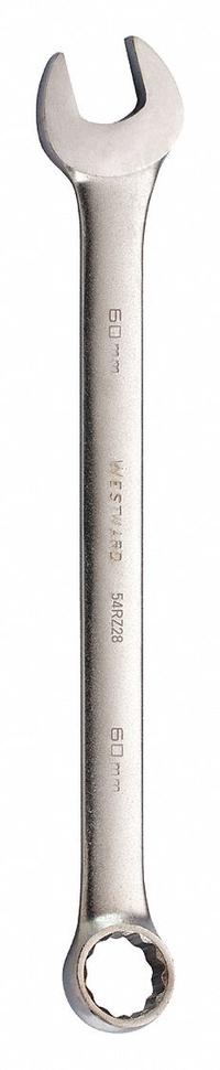 WESTWARD Combination Wrench: Alloy Steel, Satin, 60 mm Head Size, 27 1/8 in Overall Lg, Offset (MPN 54RZ28). Key specifications — attr309539: 60 mm; attr309567: No; attr324930: WESTWARD.
