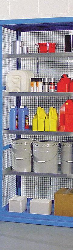 DENIOS Enclosed Containment Shelves: 38 in x 28 in x 87 in, 4 Adj Shelves, Frame, Blue, Blue (MPN K32-3517). Key specifications — Brand: DENIOS; Body Panel Type: Ventilated; Base Type: Frame; Cabinet Color: Blue; Frame Assembled: Assembled.