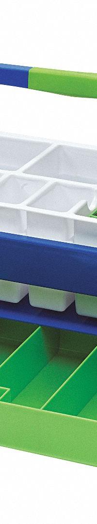 Blood Collection Tray: 10 3/8 in Overall Wd, 6 3/4 in Overall Ht, 16 3/4 in Overall Lg, ABS (MPN HS2200B). Key specifications — Material: ABS; Color: Blue/Green; Product Type: Blood Collection Organizer; Brand: HEATHROW SCIENTIFIC.