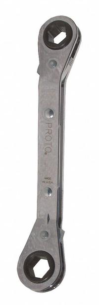 PROTO Box End Wrench: Alloy Steel, Chrome, 12 mm_14 mm Head Size, 6 1/2 in Overall Lg, Offset (MPN J1184MA-A). Key specifications — attr309490: Chrome; attr309484: Yes; attr309492: No; attr309489: Alloy Steel; attr324928: PROTO.