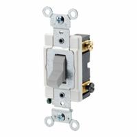 LEVITON Toggle 4-Way, 20 Amp: Toggle Switch, 4-Way, Maintained, Gray, 120/277V AC, 20 A (MPN CSB4-20G). Key specifications — Illuminated: No; Voltage Rating: 120/277V AC.