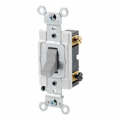 LEVITON Toggle 4-Way, 20 Amp: Toggle Switch, 4-Way, Maintained, Gray, 120/277V AC - Toggle Wall Switches