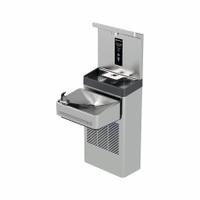 HAWS Drinking Fountain: On-Wall, 8 gph @ 50°F, Push Bar Fountain & Touchless Bottle Filter, Silver (MPN 1211SF). Key specifications — Brand: HAWS; Housing Material: Stainless Steel; Filter Access: Bottom Panel Access; Housing Finish: Satin; Chilling Capacity: 8 gph @ 50°F; Housing Color: Silver.