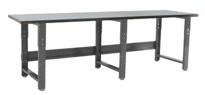 BENCHPRO Workbench: Adj Ht, Stainless Steel, 96 in x 30 in, 1,600 lb Overall Load Capacity - Open-Base Workstations
