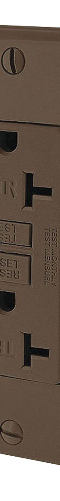 LEVITON GFI Receptacle: Hospital Grade Fed. Spec., Decorator Duplex, 5-20R, Brown, GFCI, 125V AC (MPN GFTR2-HG)