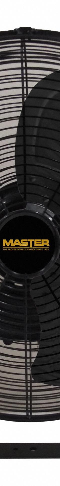 MASTER Mounted Fan: 18 in Blade Dia, 120V AC, 1/6 hp Motor HP, Ceiling/Wall Mount, Non-Oscillating (MPN MAC-18WB). Key specifications — Brand: MASTER; Voltage: 120V AC; Number of Speeds: 3; Fan Mounting Location: Ceiling; Oscillation: Non-Oscillating; Mounting Type: Bracket.