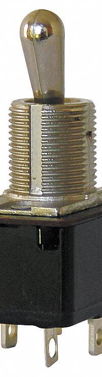 EATON Toggle Switch: 3 Position, 2 Connections, SPST, Solder Lug Connection, 7500 Series (MPN 7546K38). Key specifications — AC Contact Rating: 10 A @ 250 V; Switch Function Configuration: On/None/Off; Brand: EATON; Series: 7500; Horsepower: 1/2 hp @ 125V AC.