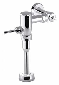 KOHLER Manual Flush Valve: PRIMME, Exposed, Top, 0.13 gpf Gallons per Flush, 12 in Rough-In, Piston (MPN K-76317-CP). Key specifications — Spud Location: Top.