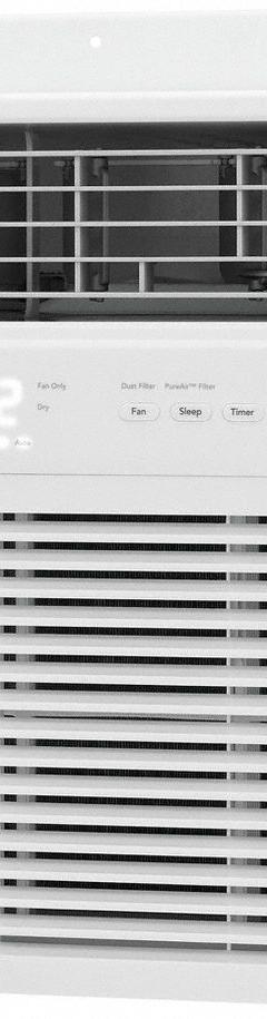 FRIGIDAIRE Window Air Conditioner: 300 sq ft – 350 sq ft, 8,000 BtuH, 115V AC, 5-15P, Electric Heat (MPN FHWH084WB1). Key specifications — Brand: FRIGIDAIRE; Combined Energy Efficiency Ratio (CEER) Rating: 10.9; Voltage: 115V AC; NEMA Plug Configuration: 5-15P; Special Features_Broad: Remote Control.