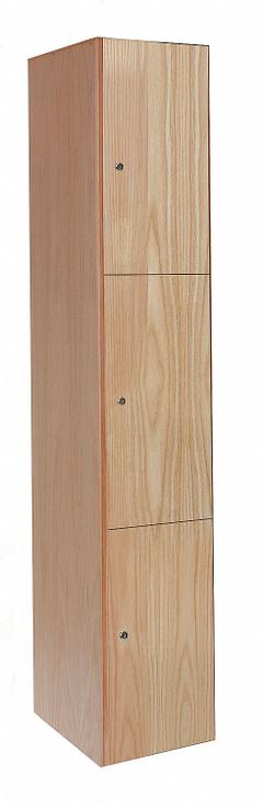 HALLOWELL Wardrobe Locker: 15 in x 18 in x 72 in, Solid, 3 Tiers, 1 Units Wide, Keyed, Light Wood (MPN UW1582-3A-W-RO). Key specifications — attr63993: HALLOWELL; attr64355: Light Wood; attr65028: Solid; attr145898: Plywood; attr64351: Assembled; attr78058: Yes.