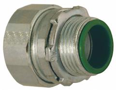 Rigid Compression Connector: Iron/Steel, 1 in Trade Size, 2 1/8 in Overall Lg (MPN 3804RAC). Key specifications — Trade Size: 1 in; Overall Length: 2-1/8 in; Finish: Galvanized; For Use With: Boxes; Thread Type: NPS; Thread Gender: Male; Insulated: Yes; Connection Type: Compression.