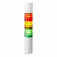 PATLITE Tower Light Assembly: 3 Tier, Sounder Tier Included, IP54, Amber/Green/Red, Direct Wire (MPN LR4-302WJBW-RYG). Key specifications — Manufacturer Part Number: LR4-302WJBW-RYG; Brand: PATLITE; Operating Voltage: 24V DC; Light Tier Color: Amber.