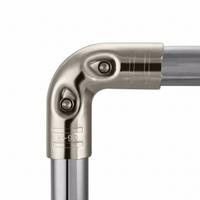 FLEXPIPE Round Angle Joint Set: Round Joint Set, Corner, Silver, Hot Rolled Steel, 1 3/8 in Lg (MPN HJ-90NP-HW). Key specifications — Includes: Hardware; Product Type: Round Joint Set; Brand: FLEXPIPE; Finish: Chrome; Material: Hot Rolled Steel.