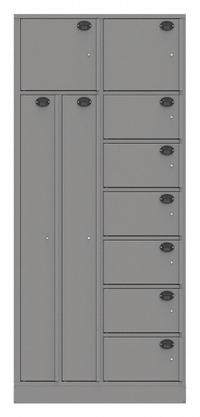 SENTINEL Law Enforcement Evidence Locker: Non-Pass-Through Backing, Slam Latch, 10 Compartments (MPN 10AA-NPT). Key specifications — Brand: SENTINEL; Product Ships: Assembled; Color: Gray.