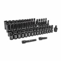 GEARWRENCH Socket Set: 1/2 in Drive Size, 65 Pieces, (29) 6-Point, (22) 6-Point, Manganese Phosphate (MPN 89095). Key specifications — attr1204251: GEARWRENCH; attr1215453: 1/2 in; attr1215454: 10 mm to 24 mm; attr1224229: Friction.