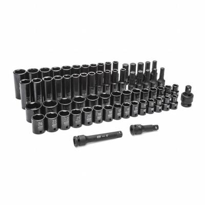 GEARWRENCH Socket Set: 1/2 in Drive Size, 65 Pieces, (29) 6-Point, (22) 6-Point - SAE & Metric Impact Socket Sets