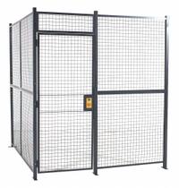 RAPIDWIRE Welded Partition Cage: 16 ft W x 16 ft D 8 ft H, Gray, 2 Sides, Powder-Coated (MPN 161682W). Key specifications — attr1283235: Yes; attr1283272: RAPIDWIRE; attr1283267: Welded; attr1283268: Complete Wire Security Cages; attr1283246: Keyed Different Cylinder; attr1283240: Out; attr1283243: Yes; attr1283254: No.