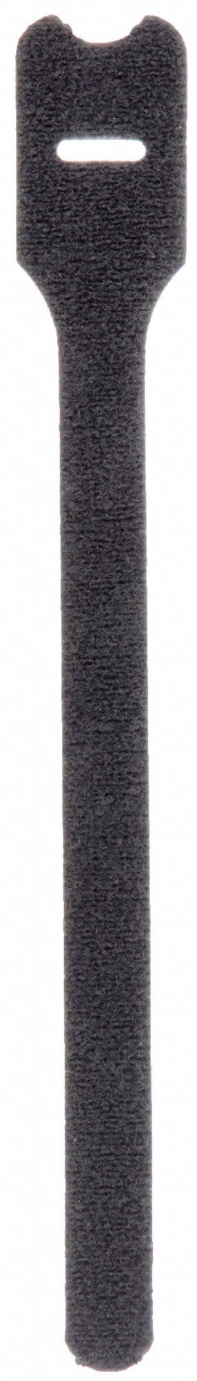 PANDUIT Hook-and-Loop Cable Tie: 8 in Lg, 1.91 in, 0.5 in Wd, Nylon, Black - Plenum Rated Hook-and-Loop Cable Ties